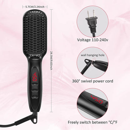 Hair Straightener Brush Comb Electric Hair Brushes Hot Comb Straightener For Hair Anti-scalding Ceramic Beard Straightener Brush