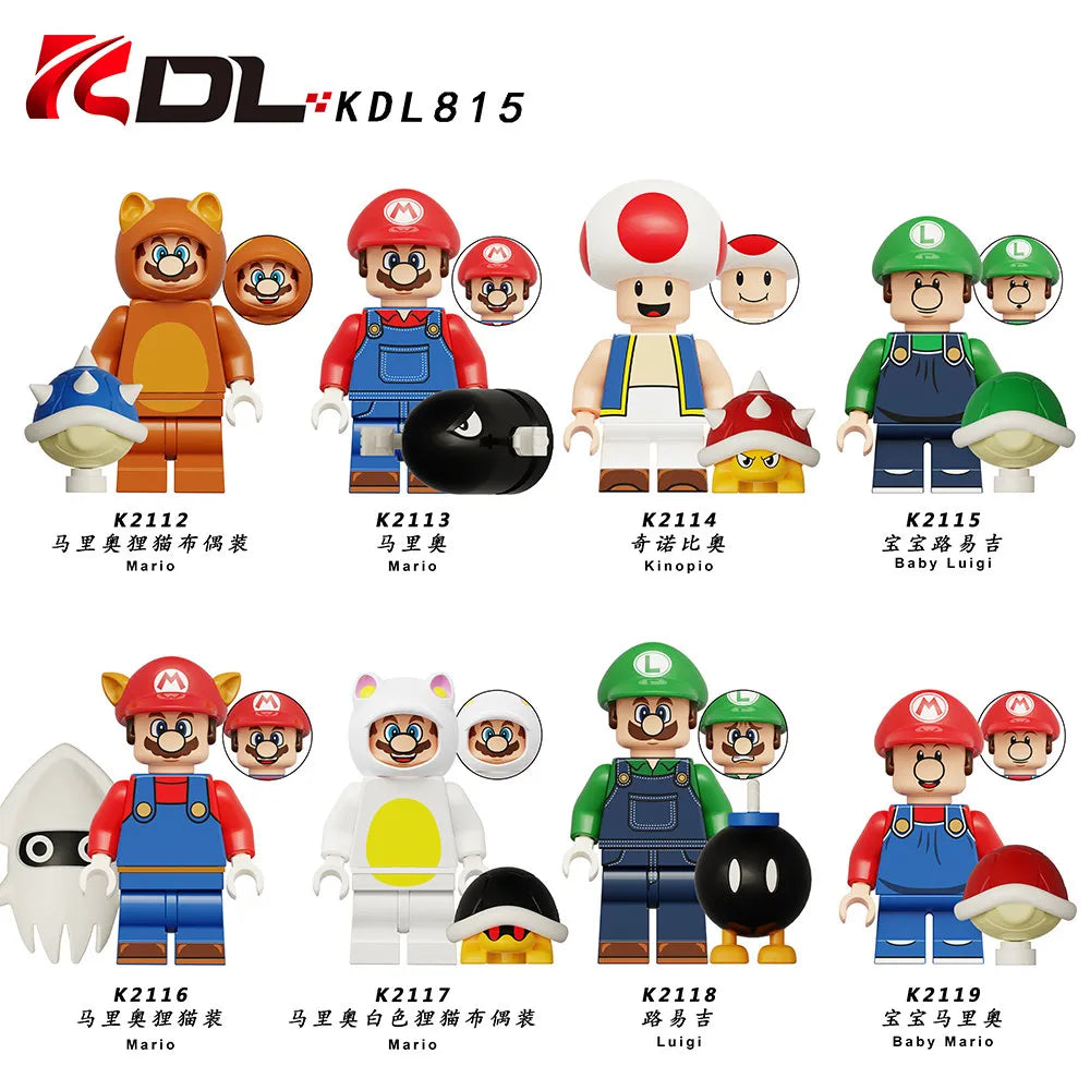In-Stock Cute Cartoon  Luigi Building Block Figures Desktop Ornaments  Ideal For Anime Fans Collection