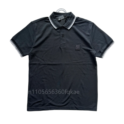 2026 Square Compass Rose Patch Italian Luxury Brand Style 3 Labels Men's Summer Casual Solid Color Short Sleeve Tops Polo Shirt