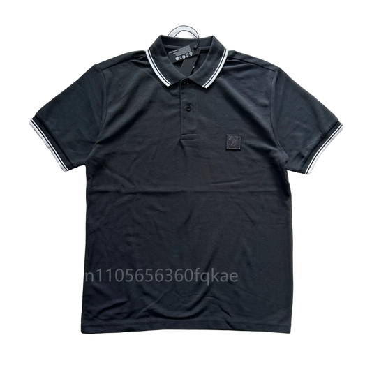 2026 Square Compass Rose Patch Italian Luxury Brand Style 3 Labels Men's Summer Casual Solid Color Short Sleeve Tops Polo Shirt