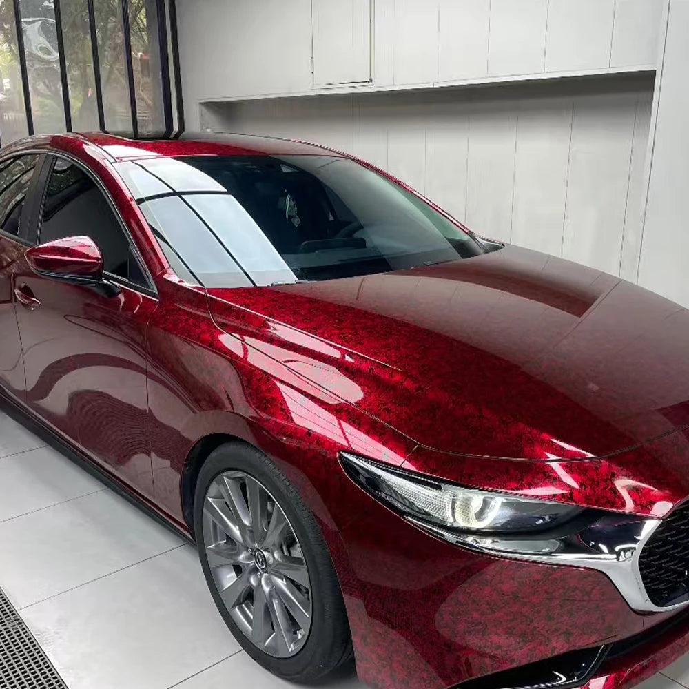 Glossy Red Forged Carbon Fiber Vinyl Wrap Film Self Adhesive Waterproof Decal Sticker For Car Motorcycle Scooter Auto Accessorie