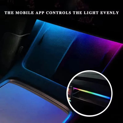 For Tesla Model 3 Model Y Car Ambient Light 60 Seconds Automatic OFF Module With USB Expansion Dock RGB APP Dashboard Lighting