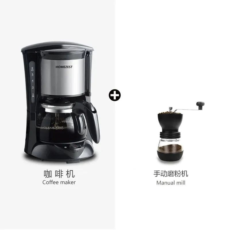 220V HOMEZEST German Coffee Maker Automatic Drip Coffee Machine Mini American Brewer for Home Tea WAQ