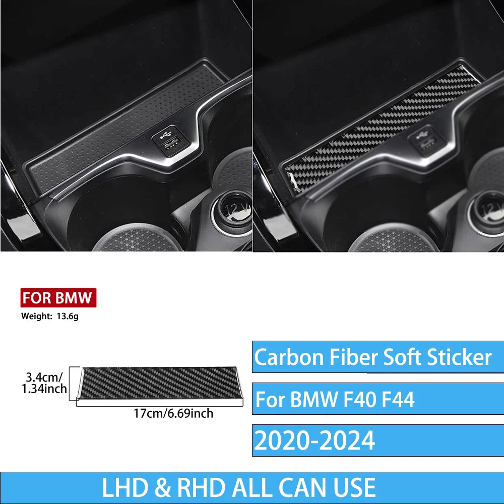 Real Carbon Fiber Car Accessories Black Trim Cover Soft Sticker For BMW 1/2 Series F40 F44 2020 2021 2022 2023 2024