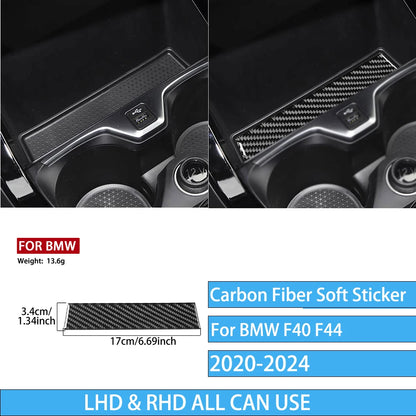 Real Carbon Fiber Car Accessories Black Trim Cover Soft Sticker For BMW 1/2 Series F40 F44 2020 2021 2022 2023 2024