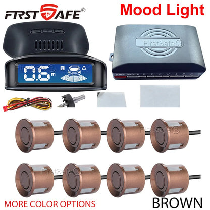 LED Reverse Radar 8 Sensors Backlight Display Voice Prompt Detection System Universal Auto Parking Safety Auxiliary Accessories