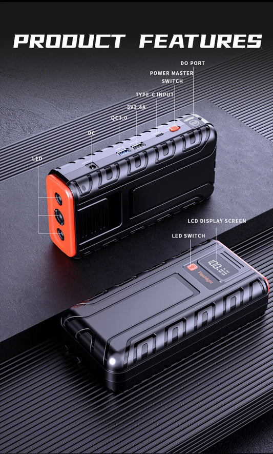 2000A 1600A Multifunctional Car Emergency Start Power Supply 12V Car Starting Charge 1200A 1000A 800A Jump Starter Start Booster