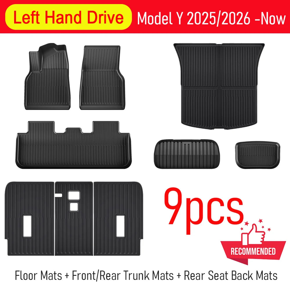 USVOTOV For Tesla Model Y Juniper 2025 2026 Floor Mats TPE Front Rear Cargo Liner Backrest Pads Trunk Mats for Tesla Accessories