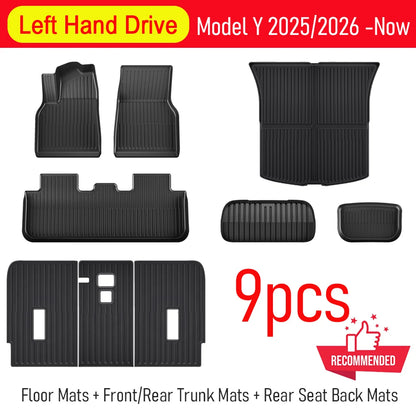 Floor Mats for Tesla Model Y 2025 2026 Juniper All Weather Trunk Mat Kick Pads Cargo Frunk Liners Seatback Protector Accessories