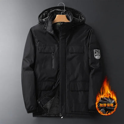 2025 9XL Mens Winter Jacket Fleece Lining Zip Hood Warm Parka Male Large Size Waterproof Big Extra Plus 8XL Windbreaker Mountain