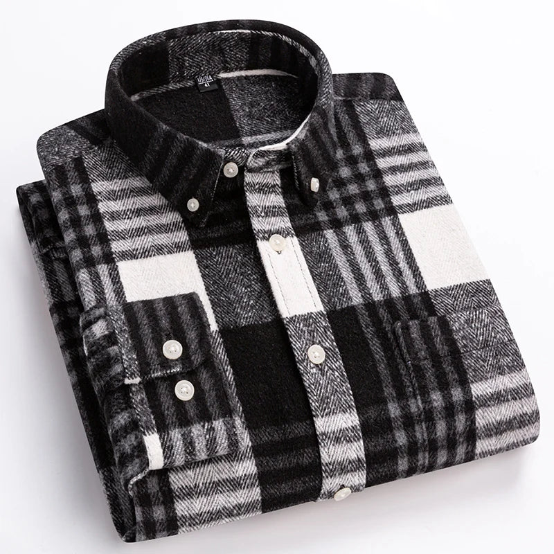 New in Shirt Plus Size 7XL 100% Cotton Long-Sleeve Shirts for Men Slim Fit Casual Plain Shirt Soft Keroan Designer Plaid Clothin