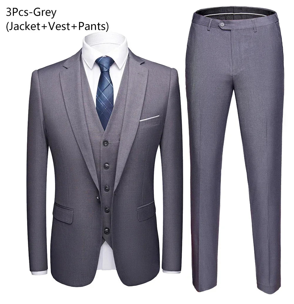 Men Suits Wedding 3 Pieces Elegant 2 Outfit Set Blazers Fashion  Business Classic Jackets Vest Pants 2024 Formal Clothing