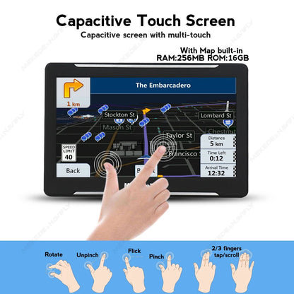 MEKEDE 7 Inch Touch Screen  Car GPS Navigation Truck Sunshade Map Built in 2025 New Europe GPS Navigator FM Music Video Games