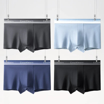 4PCS【LORIEN CREST】New Men's Underwear Pure Cotton Soft Breathable Fashion Solid Color U Convex Comfortable boxer for male