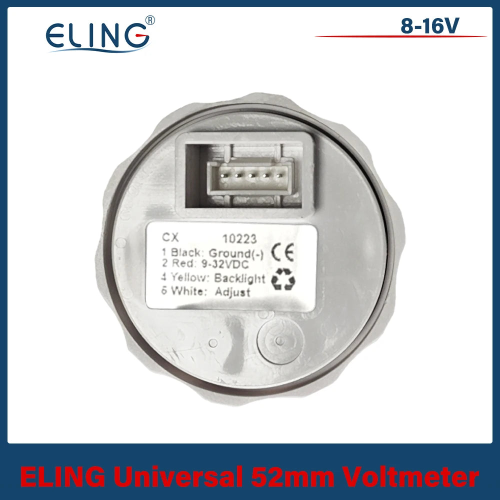 ELING 52mm (2'') Voltmeter Volt Gauge 8-16V 16-32V with 7 Colors Backlight for Boat Automobile Motorcycle Yacht 12V 24V