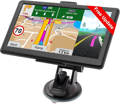 GPS Navigator for Car, Latest 2025 Map, Truck GPS 9 inch Touch Screen, Real Voice Spoken Turn-by-Turn Direction Reminding, Speed and Red Light Warning