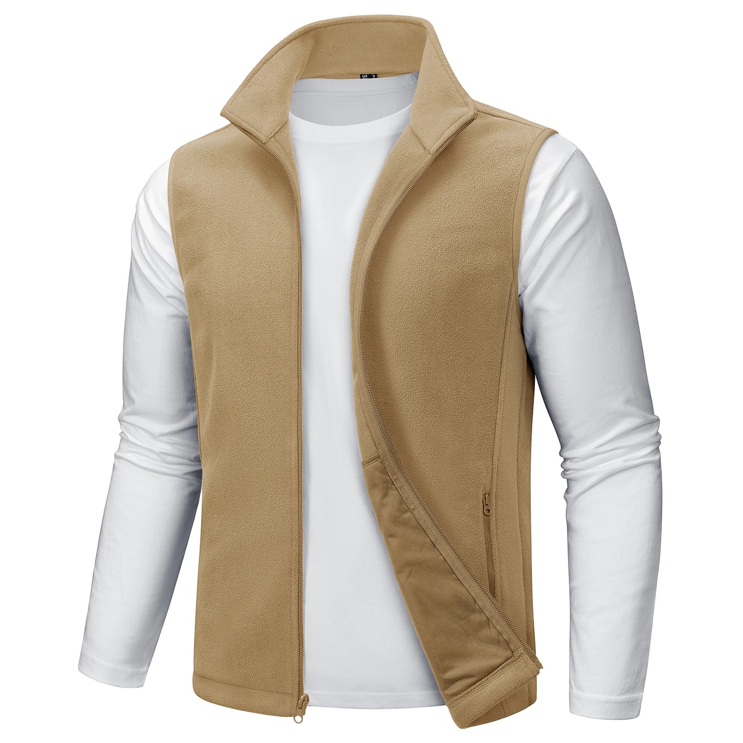 TACVASEN Men's Fleece Vest Zip Up Lightweight Sleeveless Jacket Warm Polar Fleece Outerwear with Pockets Casual Golf Hiking Vest