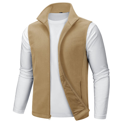 TACVASEN Men's Fleece Vest Zip Up Lightweight Sleeveless Jacket Warm Polar Fleece Outerwear with Pockets Casual Golf Hiking Vest