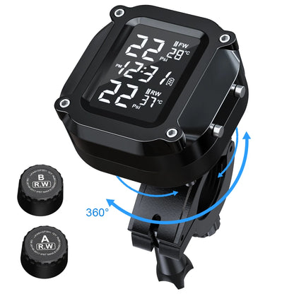 Powstation TPMS Wireless Motorcycle Tire Pressure Monitoring System Solar Charge Tyre Temperature Alarm System Colorful Display