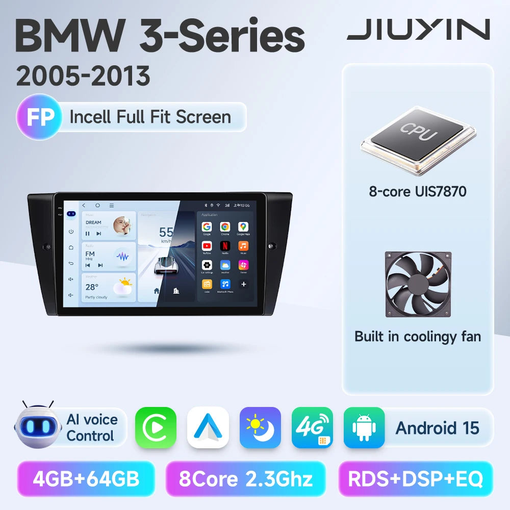 JIUYIN Car Radio For BMW 3-Series E90 E91 E92 E93 wireless CarPlay Android Auto car intelligent systems No 2 din 2din DVD
