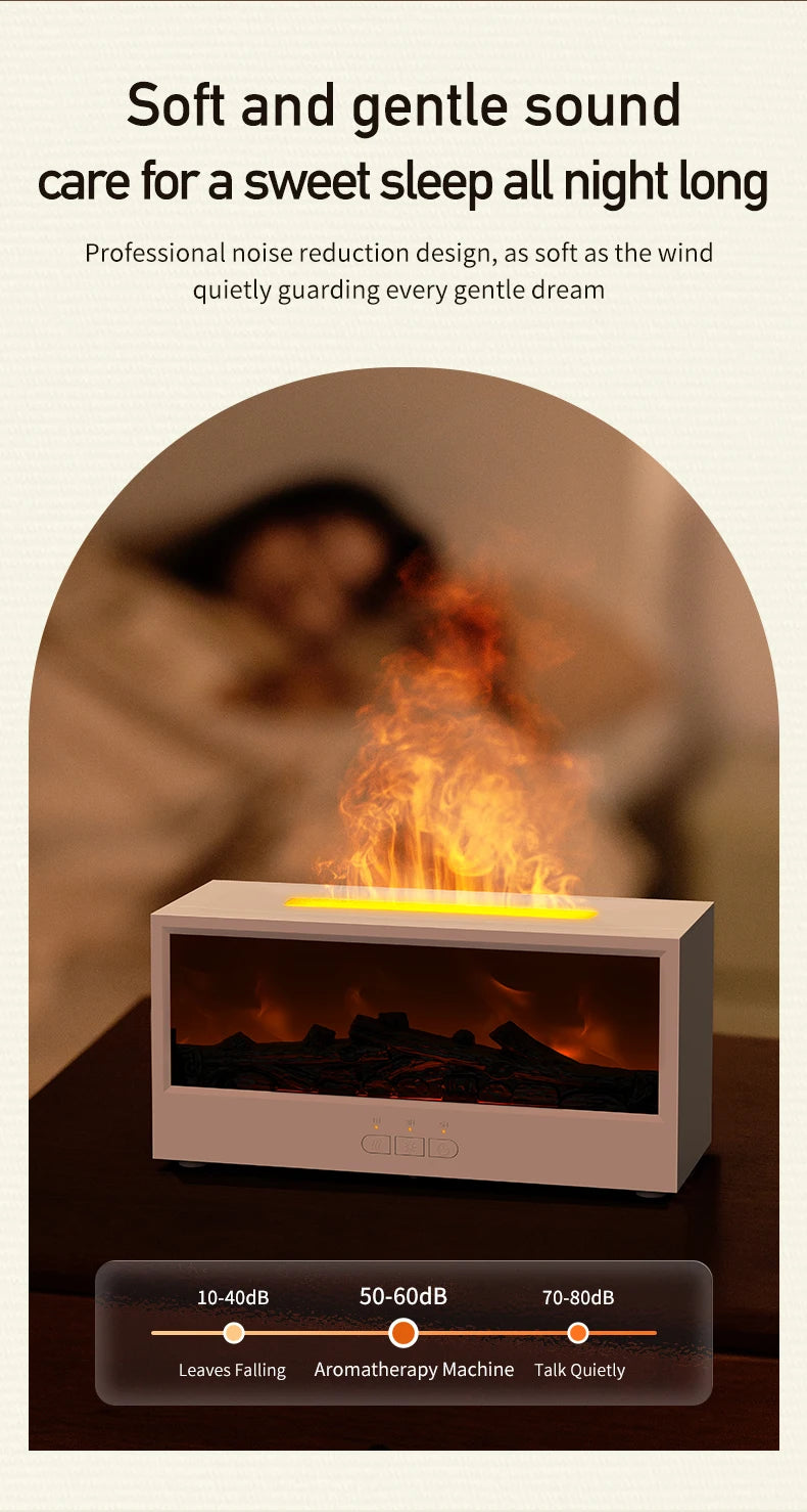 VISSKO Creative Fireplace Air Humidifier Waterless Auto-Off Aroma Essential Oil Diffuser with LED Light Remote Control for Gift