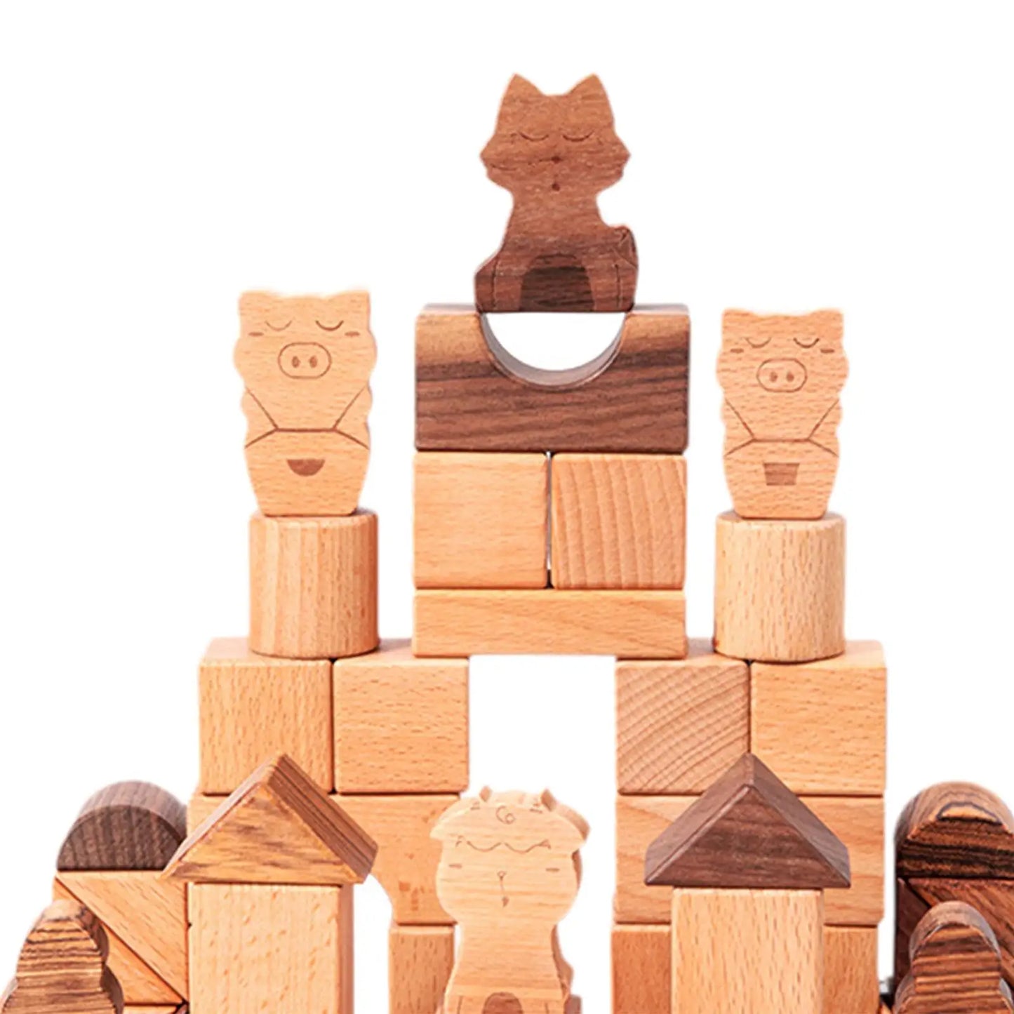 50 Pieces Wooden Building Blocks Geometric Shapes for Kids Birthday Gift