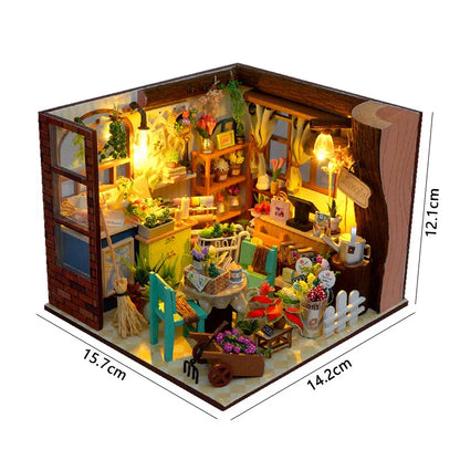 DIY Miniature Dollhouse Kit 3D Wooden Puzzle Model With Furniture Dust Cover Handmade Craft Home Decor Birthday Gift for Adults