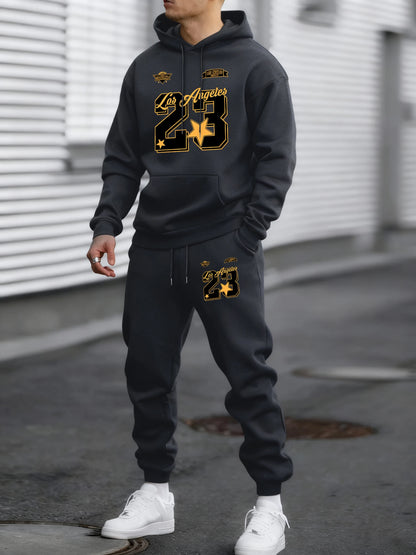 California Los Angeles Number 23 Print Autumn Winter Man Hoody Long Pants Set Fleece Jogging Sweatpant Basic Casual Sweatshirts