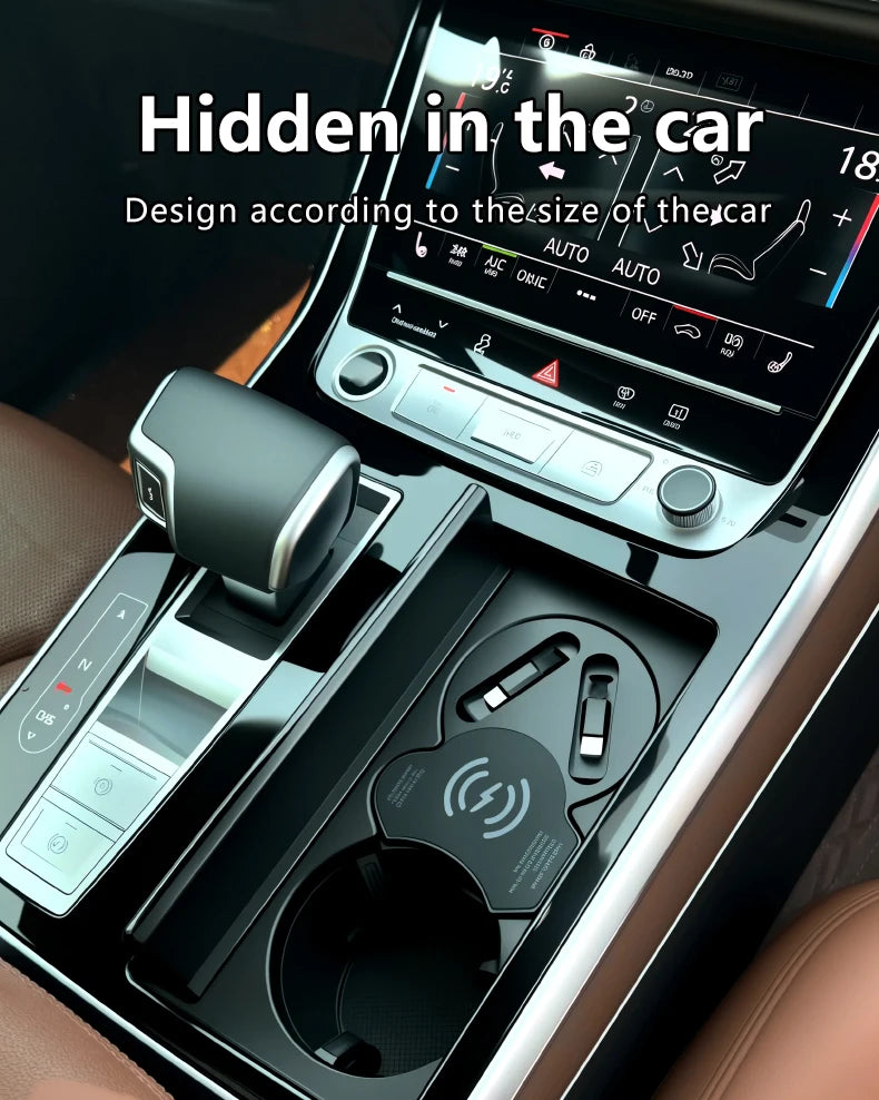 For Q7 Q8 SQ7 SQ8 15W Car Wireless Charger Wireless Charging Cigarette Lighter Fast Charging for iPhone, Huawei, Samsung, Xiaomi