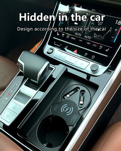 For Q7 Q8 SQ7 SQ8 15W Car Wireless Charger Wireless Charging Cigarette Lighter Fast Charging for iPhone, Huawei, Samsung, Xiaomi