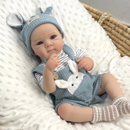 BZDOLL 18inch 45cm Full Vinyl Reborn Baby Doll Lifelike Handmade Birthday Gift For Kids Dress Up Bedtime Play Toy