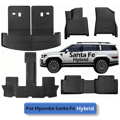 [Hybrid] TPE Floor Mats for 2024 - 2026 Hyundai Santa FE Hybrid All Weather Protection Cargo Liner Trunk Mat with Backrest Pad