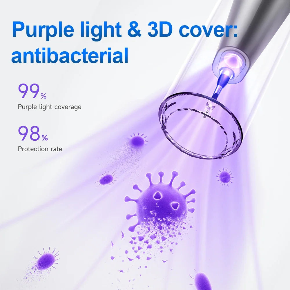 M1 Visible Ultrasonic Teeth Cleaner 5 Modes 500W HD Camera 38KHZ Purple Light Sterilization Electric Tartar Plaque Stain Remover