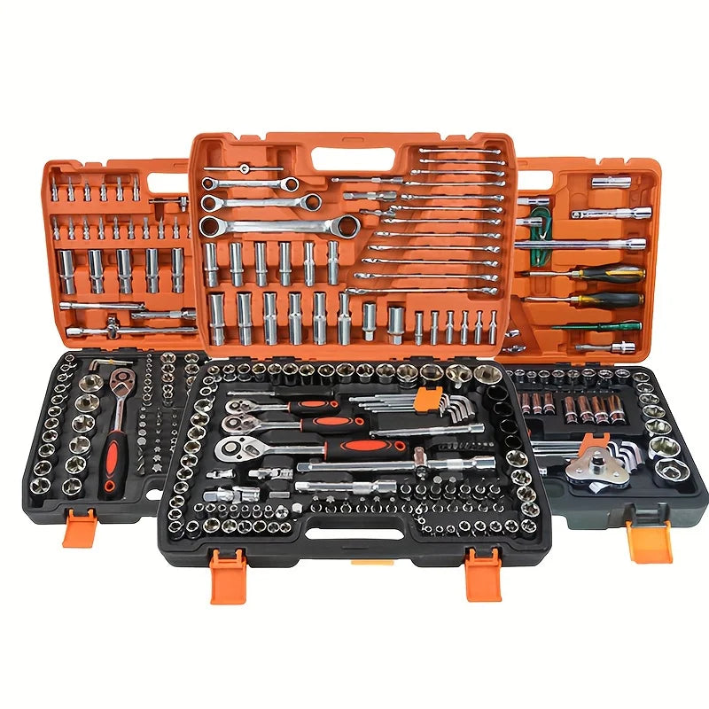 53-Piece Car Repair Tool Set with Sockets and Case, Steel Construction, for Street-Touring Motorcycles and Vehicle Maintenance