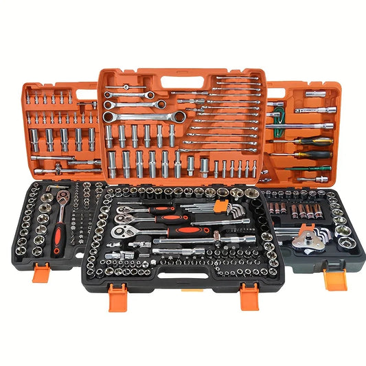 53-Piece Car Repair Tool Set with Sockets and Case, Steel Construction, for Street-Touring Motorcycles and Vehicle Maintenance