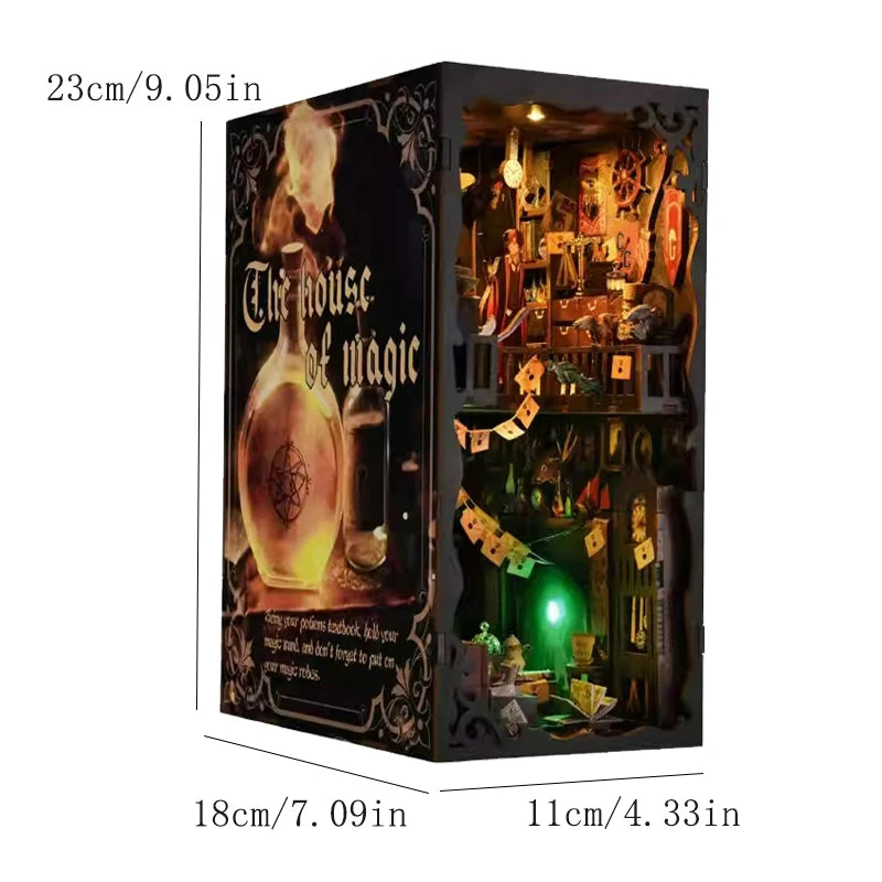 Wooden Book Nook Kits Miniature Wooden Doll Houses 3D Puzzles Assembly Building Toys Bookshelf Insert Decoration Toys For Gift