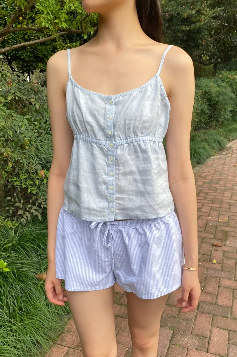 Brandy Melville Pure Cotton Three-Button Base Layer Vest Sweet Style V-Neck Sleeveless Tank Top for Women Spring Summer