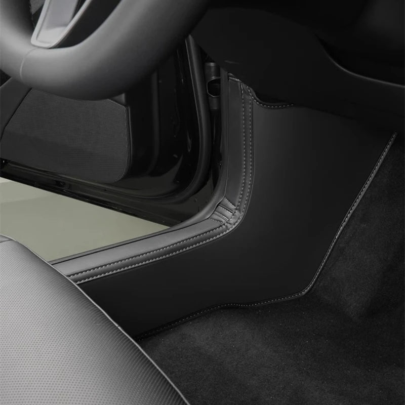 For Tesla Model Y Juniper Front Rear Door Sill Protection Pads Leather Threshold Bumper Strip Guards Anti-kick Pad Accessories