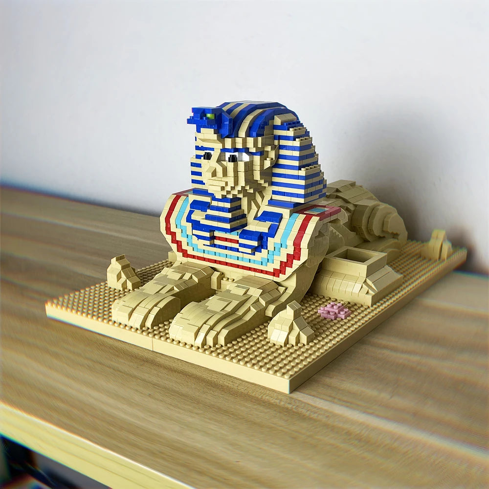 Sphinx Model Building Micro Mini Bricks Blocks Set - DIY Egypt Statue Puzzle with Interlocking Bricks for Creative Display