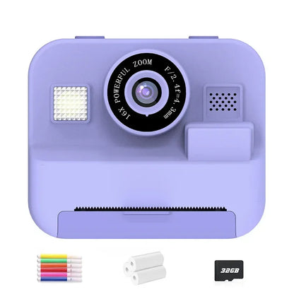 1080P Children Mini Digital Video Camera for Kids Learning Development Educational Thermal Instant Print Camera with 32G Card