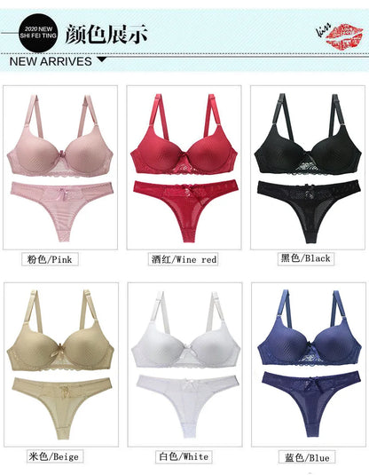 2023 New Sexy Underwear Red White Pnik Blue Black Beige Lingerie Large Size Hook Eye BCDE Cup Bra Sets For Women