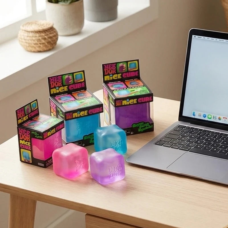 Schylling NeeDoh Solid Cube Sensory Squeeze Toy Stress Relief Anxiety Reliever Squishy Stress Buster for Sensory Needs