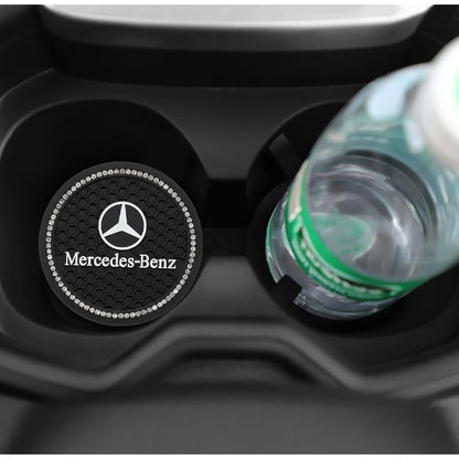 2Pcs Crystal Decoration Silicone Mat Car Water Cup Groove Anti-slip Pads For Mercedes Benz AMG Smart W205 C300 W203 W206 W108
