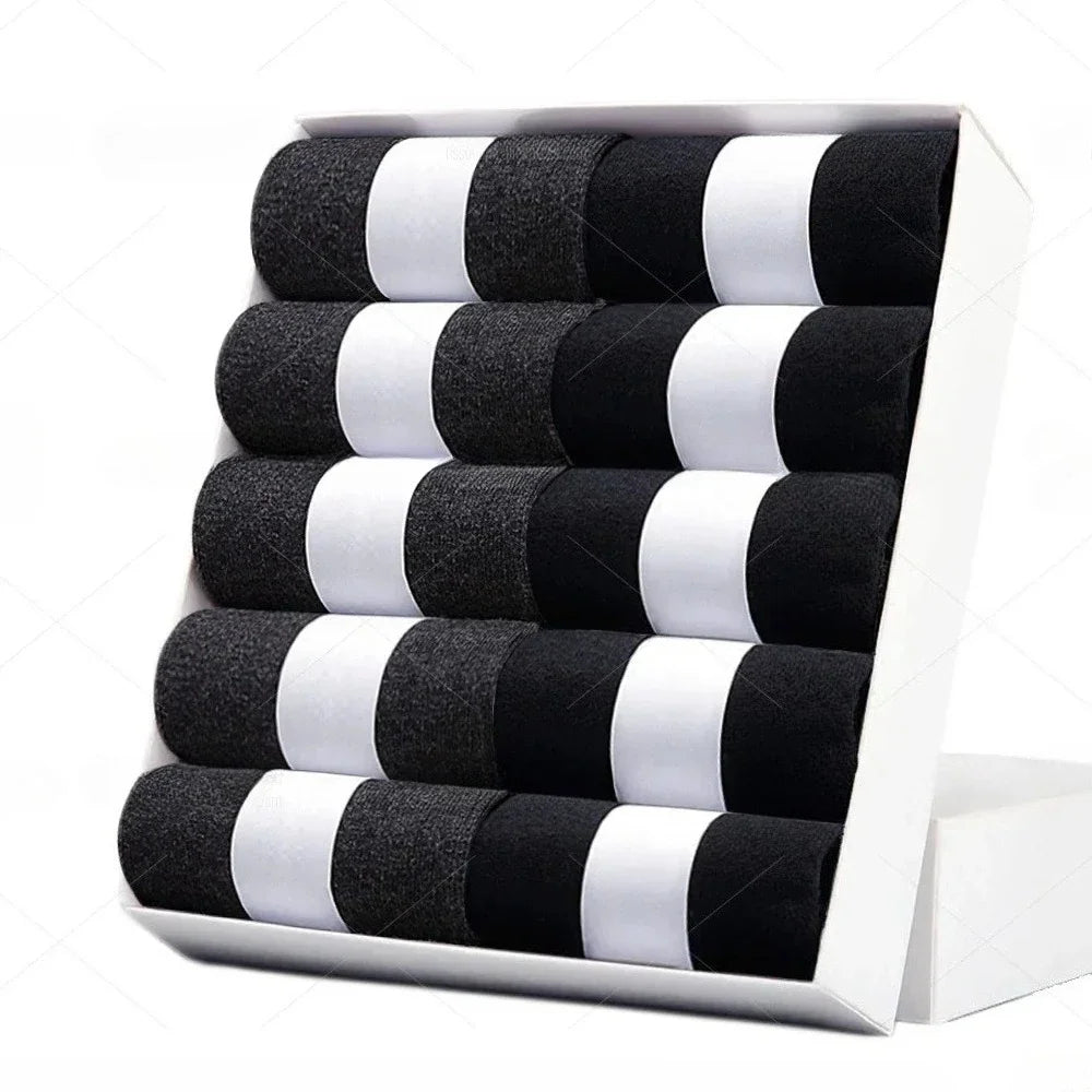 5 10 Pairs Men Socks Cotton Blend Black Business Casual Soft Breathable for  Spring Summer Autumn Winter Size 6-13