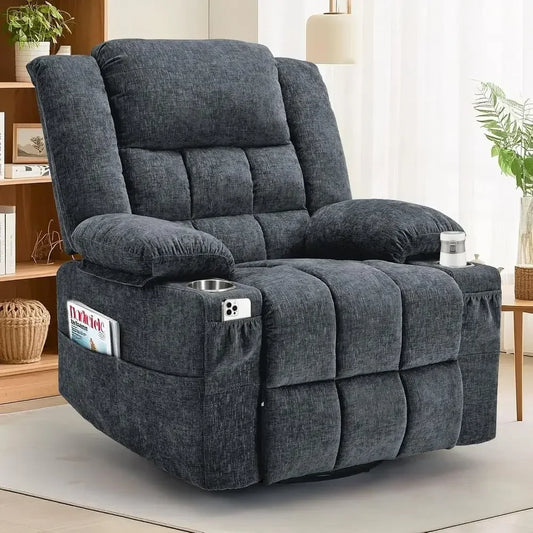 360° Swivel Rocker Recliner or Adults, Nursery Glider Recliner with Massage and Heating, Rocking Chair with Cup Holder, Manual R