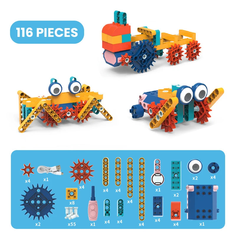 Electric Science Building Block Mechanical Gear Assembly Brick Model Interlocking Building Toy Kid Educational Birthday Gifts
