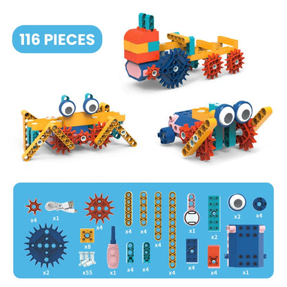 Electric Science Building Block Mechanical Gear Assembly Brick Model Interlocking Building Toy Kid Educational Birthday Gifts