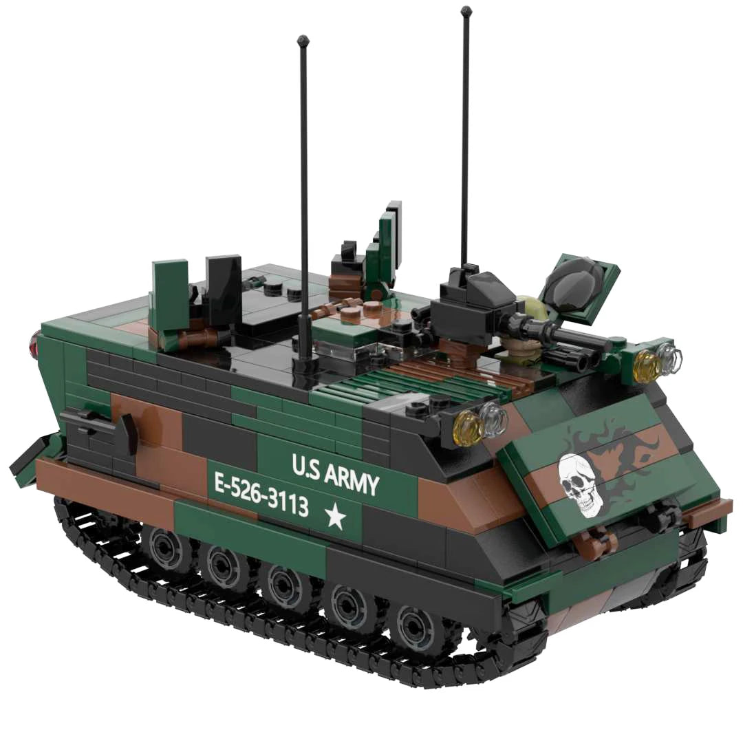 M113 3-Color Army Vehicle Building Blocks Toy Military Armored Personnel Carrier Bricks Set Assembly Kit Gift