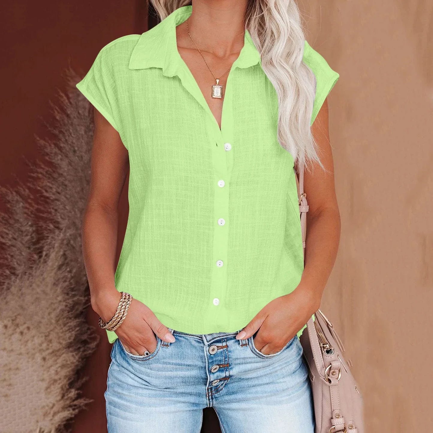 Cotton Linen Shirt Ladies Tops Tee Casual Thin Loose Woman T Shirt Summer Short Sleeve Solid T-Shirts Women Clothing Blusas