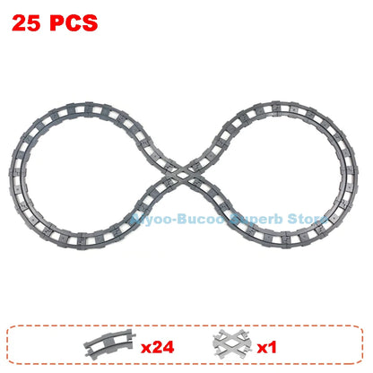 Big Size Building Blocks Train Railway Transport Set Track Parts Electric Locomotive DIY Assemble Interaction Toys For Children